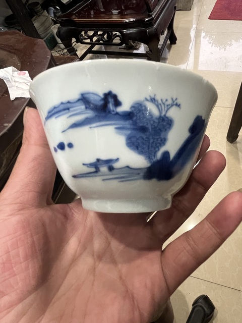 古玩陶瓷山水紋青花杯拍賣,當前價格8800元