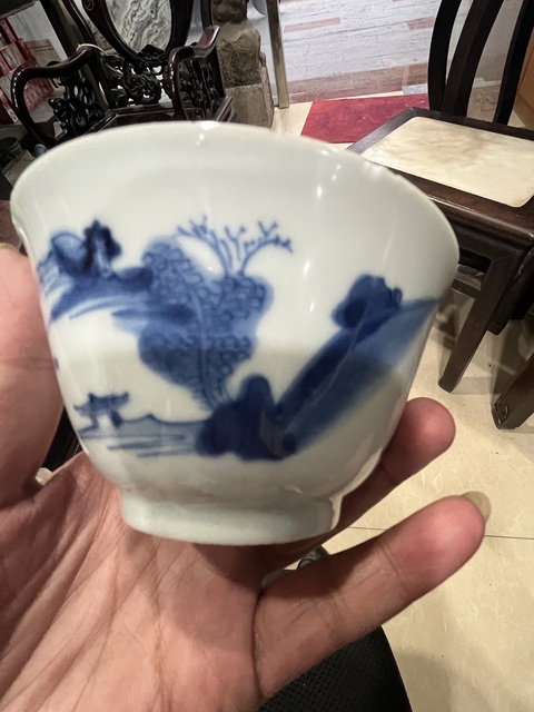 古玩陶瓷山水紋青花杯拍賣,當前價格8800元