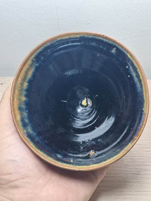 古玩陶瓷南宋建窯烏金釉束口盞拍賣,當(dāng)前價(jià)格260元