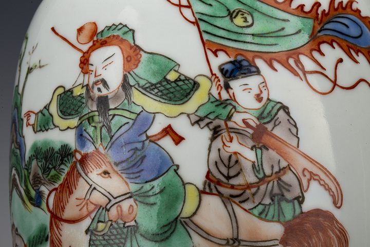 古玩陶瓷清末民初·五彩三國人物紋蓋罐拍賣，當前價格4320元