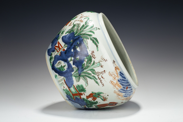 古玩陶瓷清康熙·青花五彩四妃十六子紋案缸拍賣,當(dāng)前價(jià)格21538元