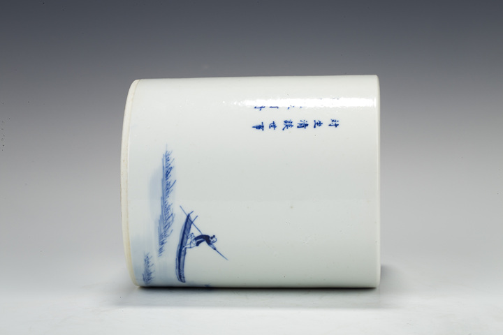 古玩陶瓷清晚·青花松下高士圖筆筒拍賣,當前價格1258元