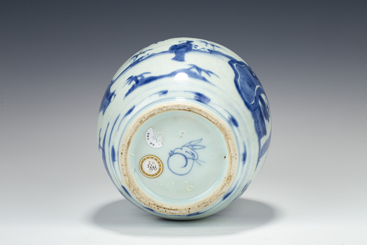 古玩陶瓷明晚·青花五子登科人物紋罐拍賣,當前價格708元