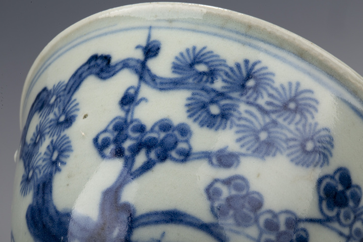 古玩陶瓷清中·青花歲寒三友紋杯拍賣，當前價格168元