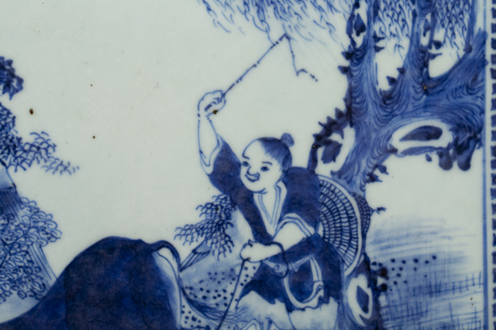 古玩陶瓷清晚·青花童子牧牛圖瓷板拍賣,當(dāng)前價格2088元