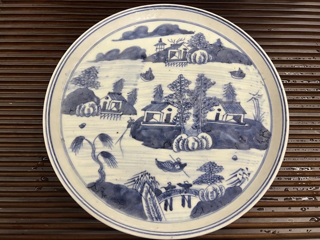 古玩陶瓷青花山水人物盤拍賣,當前價格4800元