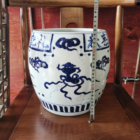 古玩陶瓷青花卷缸真品鑒賞圖