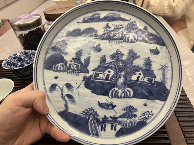 古玩陶瓷青花山水人物盤拍賣,當前價格4800元