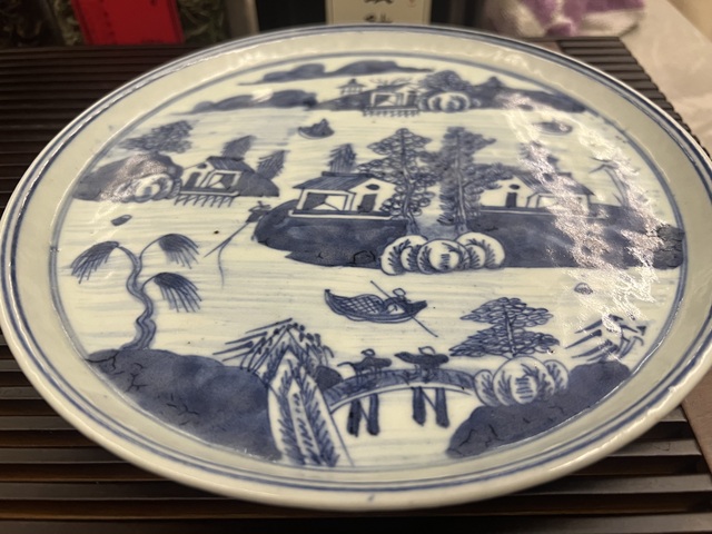 古玩陶瓷青花山水人物盤拍賣,當前價格4800元