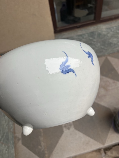 古玩陶瓷青花福祿壽三星人物紋三足香爐真品鑒賞圖
