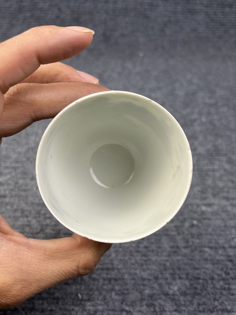 古玩陶瓷青花漁樵耕讀仰鐘杯拍賣，當前價格1388元