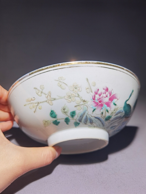 古玩陶瓷粉彩孔雀花卉紋碗拍賣,當前價格2280元