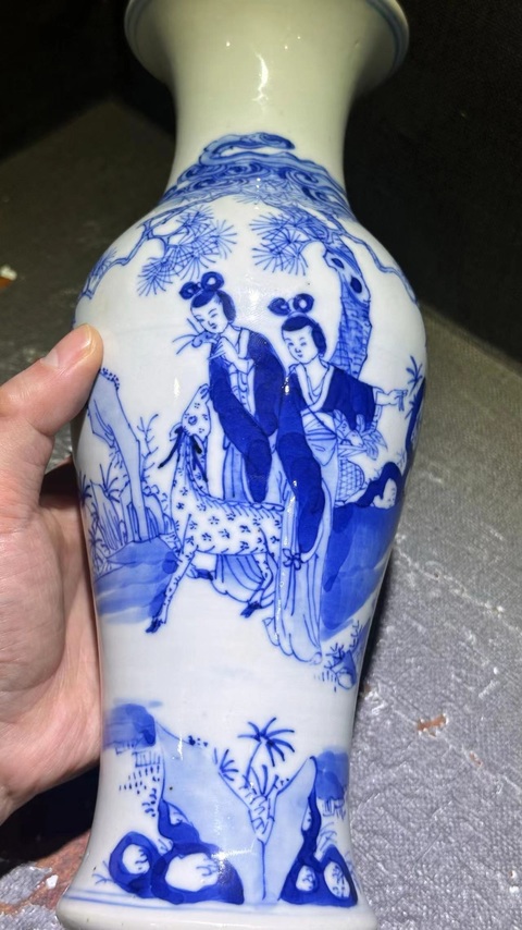 古玩陶瓷光緒·麻姑獻(xiàn)壽青花人物故事瓶拍賣,當(dāng)前價(jià)格4200元