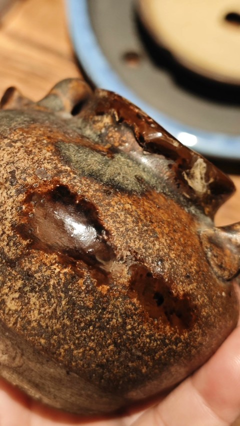 古玩陶瓷褐釉雙系茶入真品鑒賞圖