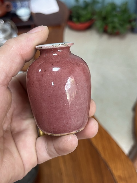 古玩陶瓷紅釉水盂真品鑒賞圖
