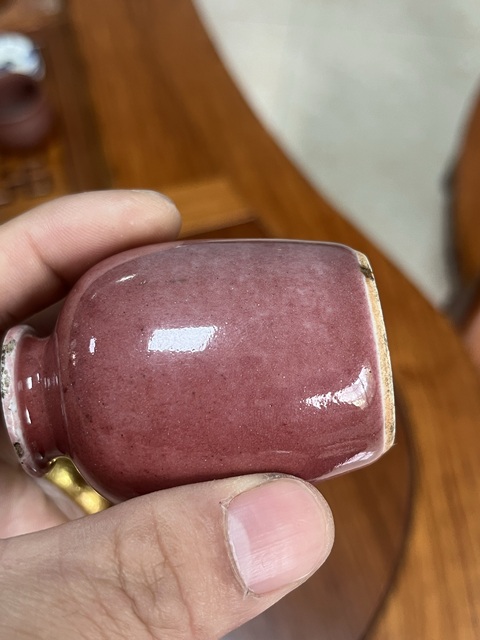 古玩陶瓷紅釉水盂真品鑒賞圖