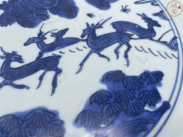 古玩陶瓷明嘉靖青花蜂鹿圖大盤真品鑒賞圖