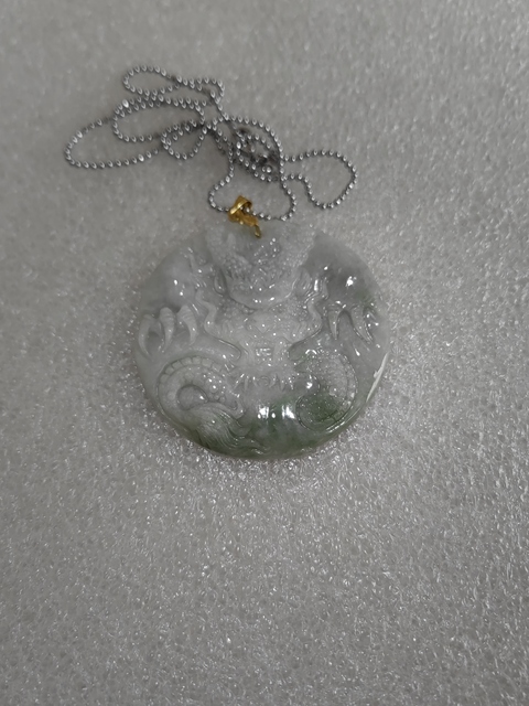 古玩玉器天然翡翠雕“龍紋牌”拍賣，當前價格298元