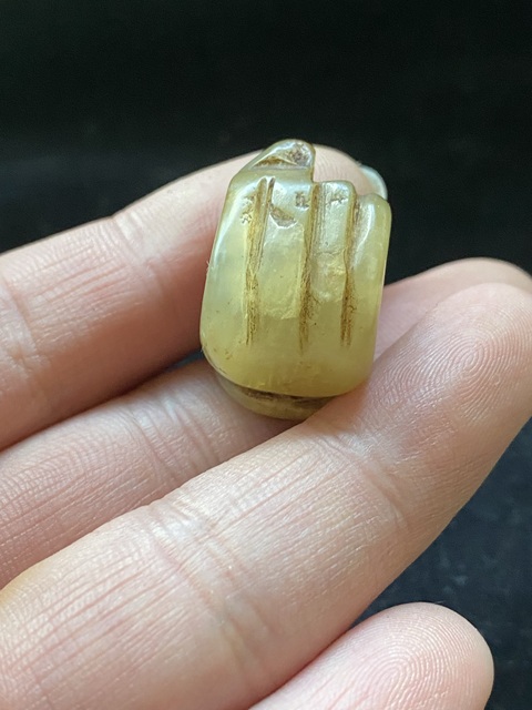 古玩玉器(一口價放漏)清末民初岫玉雕“煙鍋”拍賣,當前價格688元