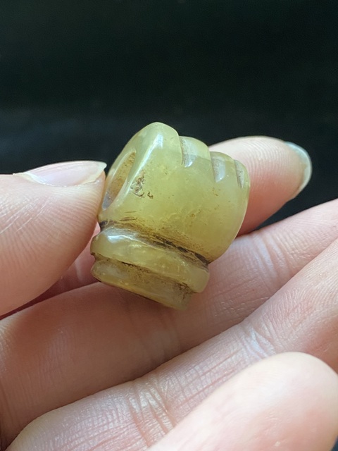 古玩玉器(一口價放漏)清末民初岫玉雕“煙鍋”拍賣,當前價格688元