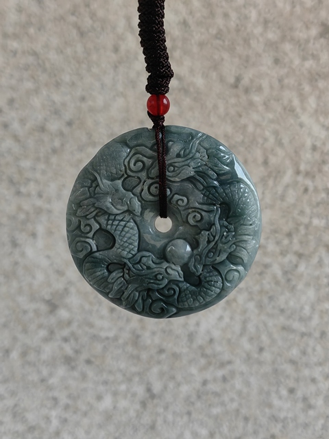 古玩玉器天然翡翠雕“龍紋牌”真品鑒賞圖