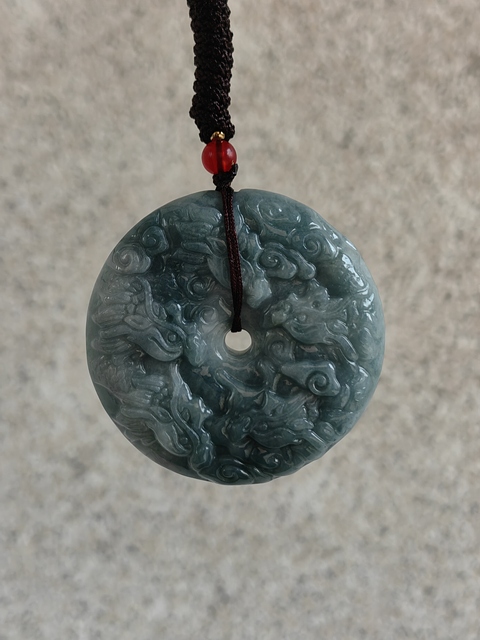 古玩玉器天然翡翠雕“龍紋牌”真品鑒賞圖