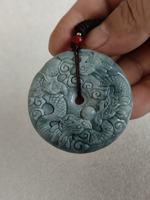 古玩玉器天然翡翠雕“龍紋牌”真品鑒賞圖