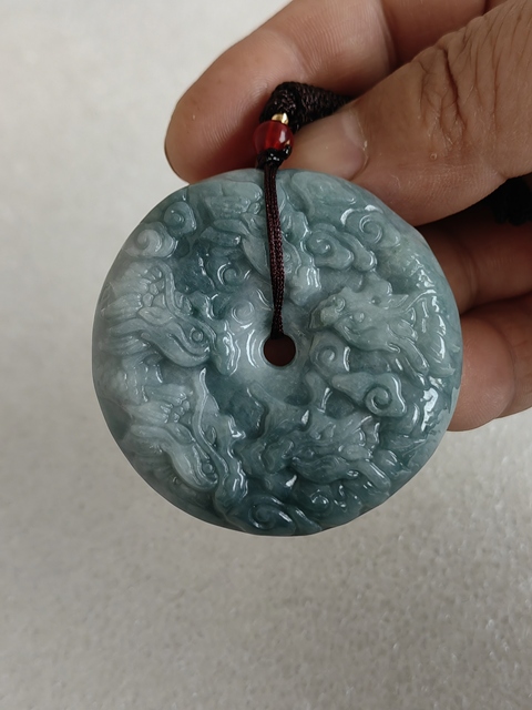 古玩玉器天然翡翠雕“龍紋牌”真品鑒賞圖