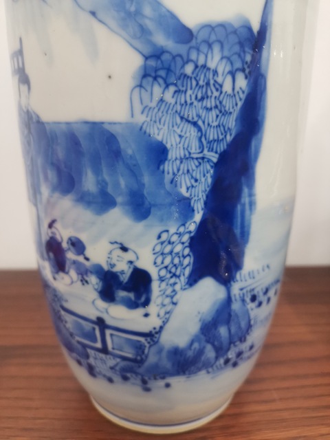 古玩陶瓷青花人物故事紋棒槌瓶真品鑒賞圖