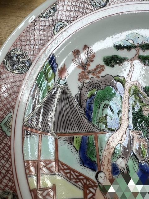 古玩陶瓷五彩人物故事紋折沿盤真品鑒賞圖