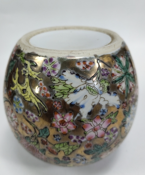 古玩陶瓷粉彩描金百花紋罐真品鑒賞圖