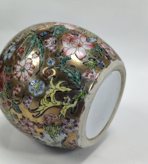 古玩陶瓷粉彩描金百花紋罐真品鑒賞圖
