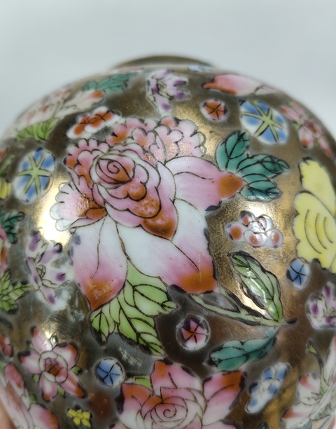 古玩陶瓷粉彩描金百花紋罐真品鑒賞圖