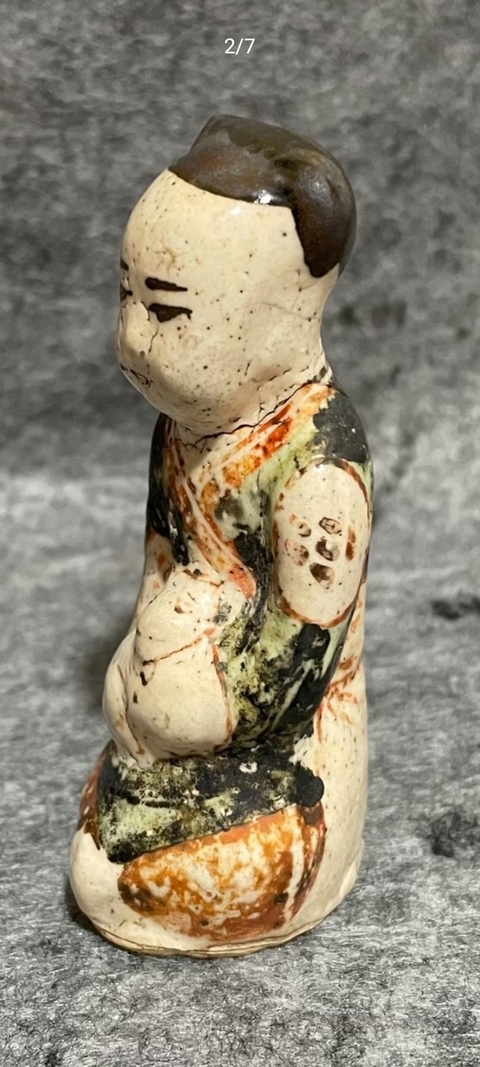 古玩陶瓷八義窯紅綠彩俑真品鑒賞圖