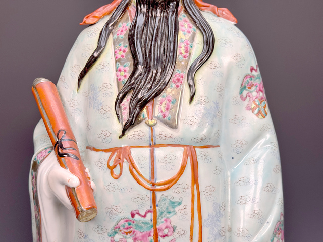 古玩陶瓷民國解放初期·粉彩祿星塑雕造像拍賣，當前價格15888元