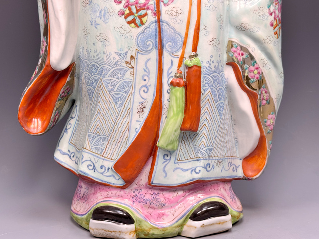 古玩陶瓷民國解放初期·粉彩祿星塑雕造像拍賣，當前價格15888元