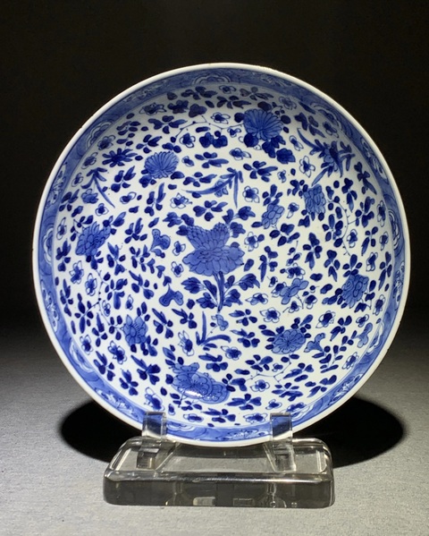 古玩陶瓷青花折枝花卉紋盤拍賣，當前價格3600元