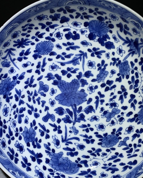 古玩陶瓷青花折枝花卉紋盤拍賣，當前價格3600元