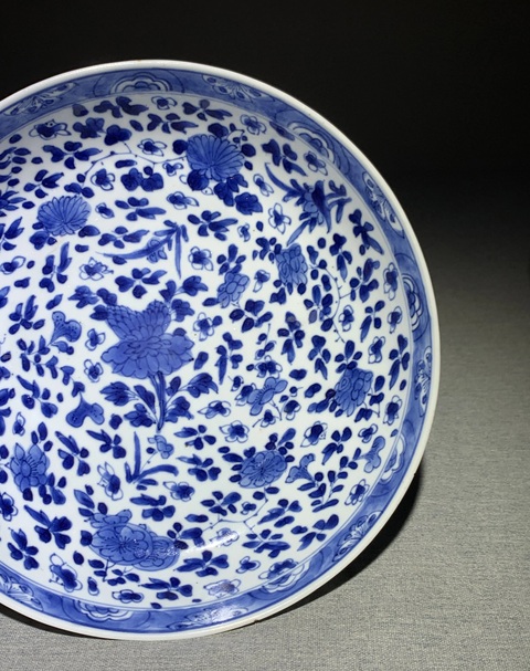 古玩陶瓷青花折枝花卉紋盤拍賣，當前價格3600元