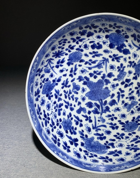 古玩陶瓷青花折枝花卉紋盤拍賣，當前價格3600元