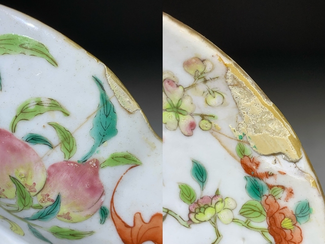 古玩陶瓷粉彩博古花卉紋高足貢盤拍賣，當前價格2800元