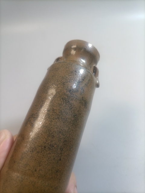 古玩陶瓷明末清初醬釉雙耳瓶拍賣，當前價格1000元