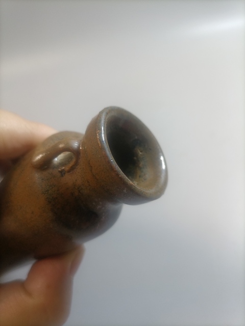 古玩陶瓷明末清初醬釉雙耳瓶拍賣，當前價格1000元