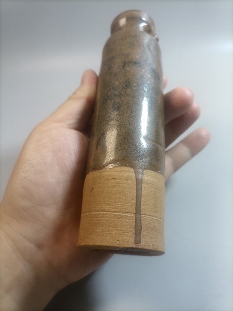古玩陶瓷明末清初醬釉雙耳瓶拍賣，當前價格1000元