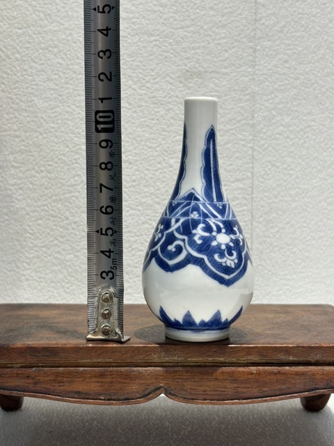 古玩陶瓷青花花卉紋膽式瓶，模糊，偏老真品鑒賞圖