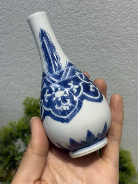 古玩陶瓷青花花卉紋膽式瓶，模糊，偏老真品鑒賞圖