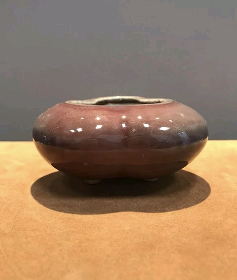 古玩陶瓷紅釉水盂真品鑒賞圖