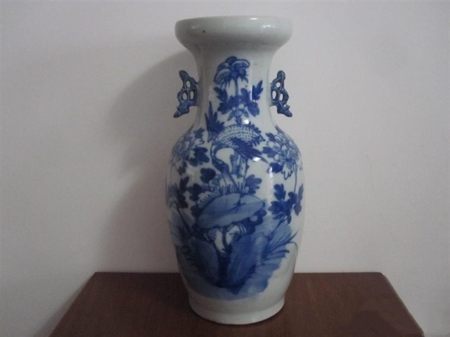 古玩陶瓷牡丹鶴紋瓶真品鑒賞圖