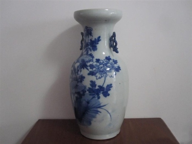 古玩陶瓷牡丹鶴紋瓶真品鑒賞圖