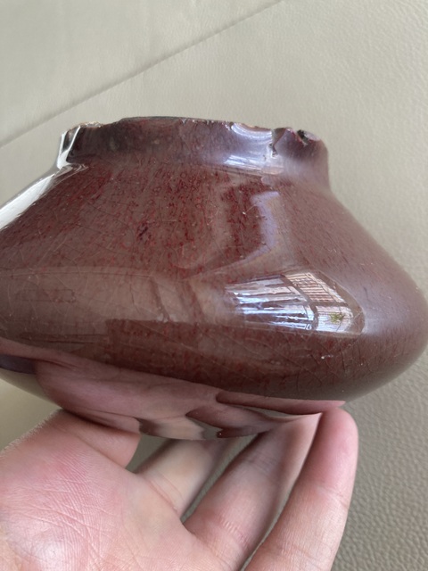 古玩陶瓷郎紅釉水盂，平臺不允許估價真品鑒賞圖